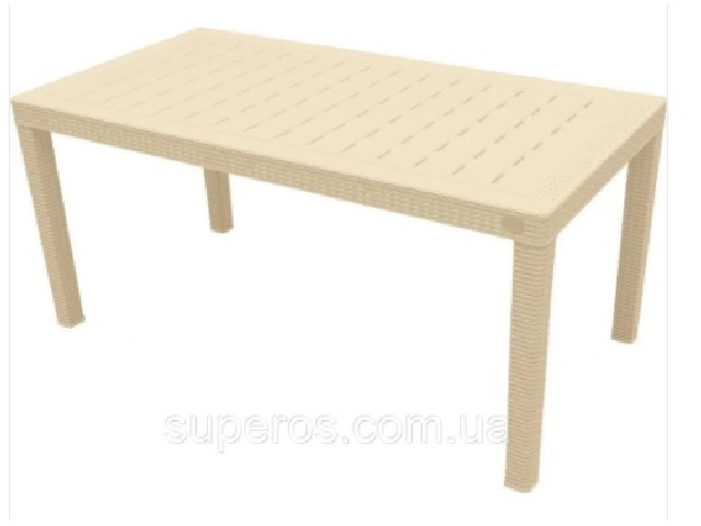 Стол пластиковый большой RATTAN 1532/789/701 мм сливочный 6184